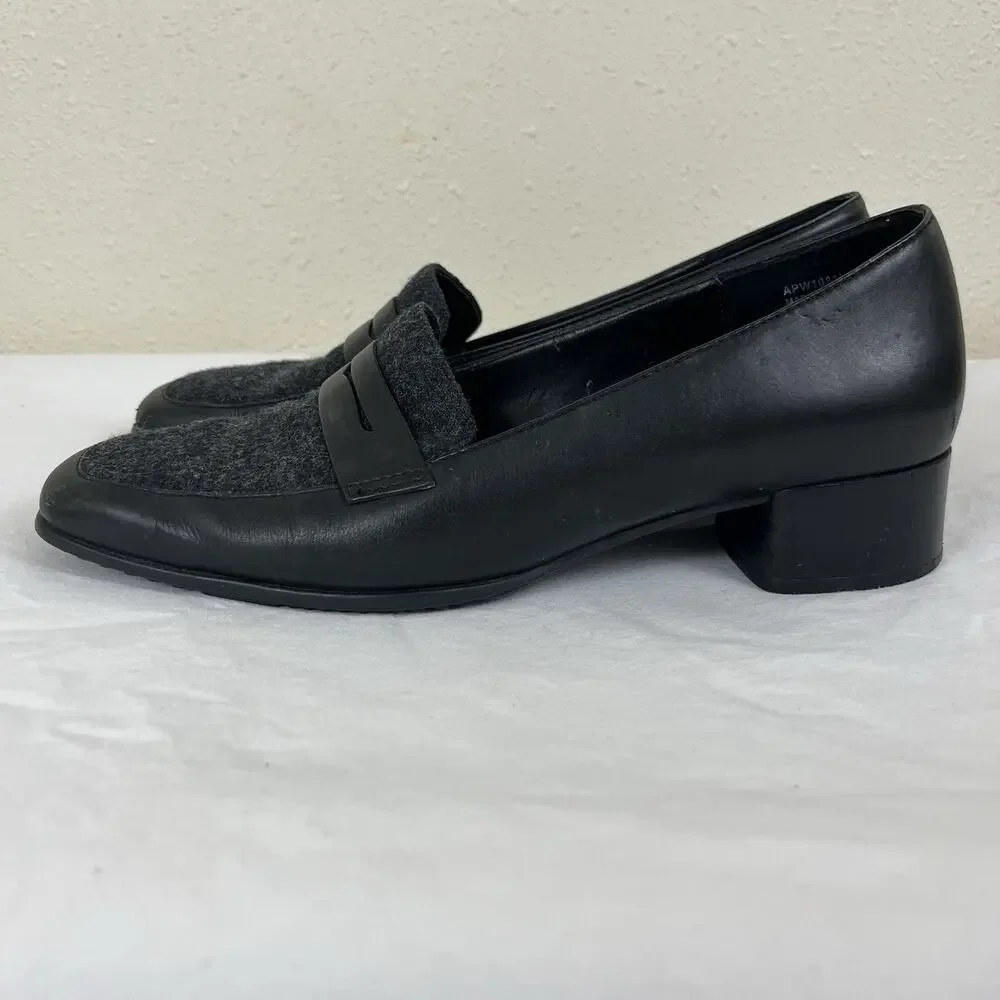 Rockport Leather Square Toe Loafer Womens 8.5 Black
